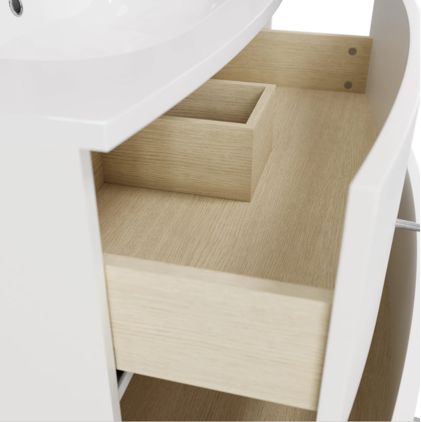 Meuble simple vasque, 2t l.81.2 x H.53.7 x P.47.5 cm, blanc mat,berl