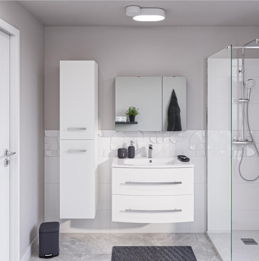 Meuble simple vasque, 2t l.81.2 x H.53.7 x P.47.5 cm, blanc mat,berl