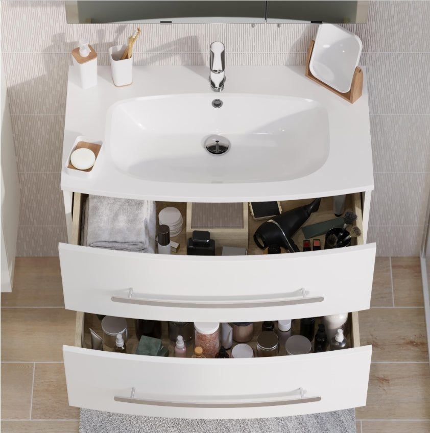 Meuble simple vasque, 2t l.81.2 x H.53.7 x P.47.5 cm, blanc mat,berl