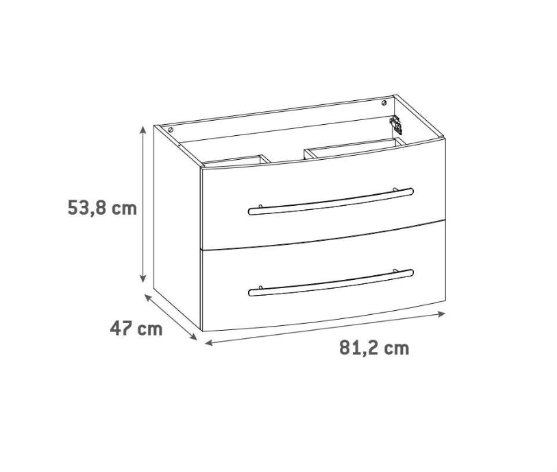 Meuble simple vasque, 2t l.81.2 x H.53.7 x P.47.5 cm, blanc mat,berl