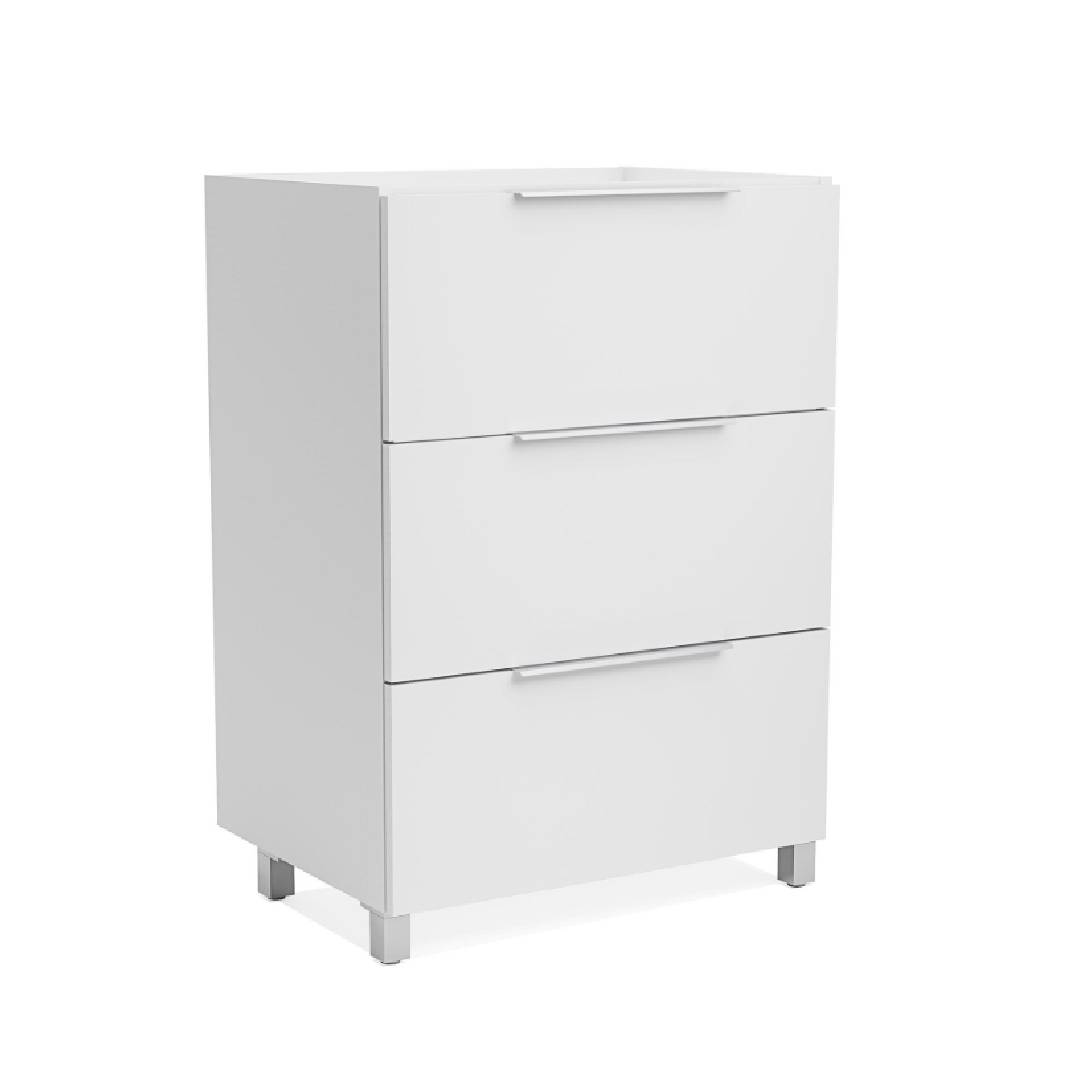 Meuble sous-vasque 3 tiroir L60 x H.79.2 x P.45 cm blanc brillant Essent