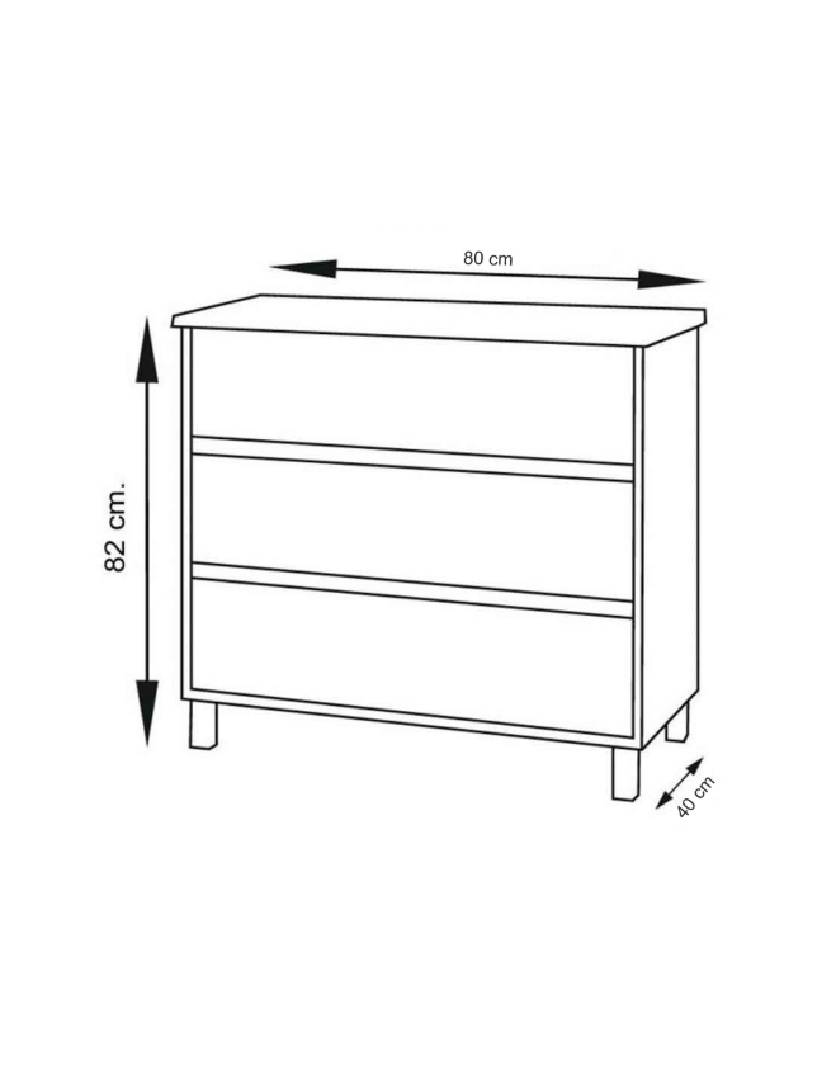 Meuble de salle de bain  3 tiroirs avec lavabo et miroir Imper – Blanc 80x40Cm
