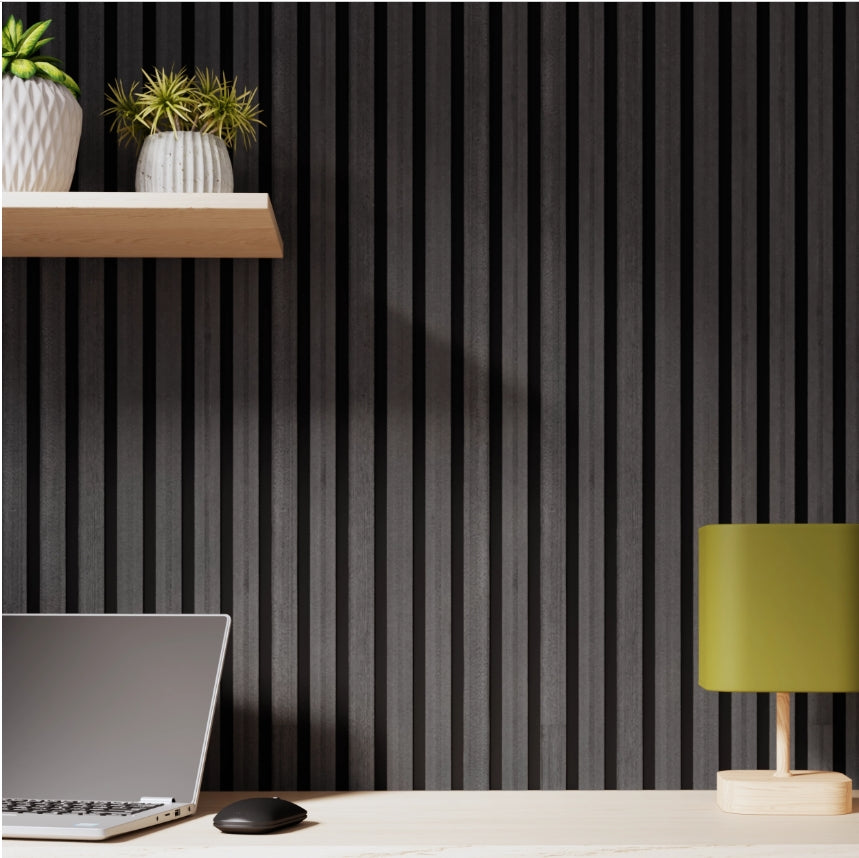 panneaux tasseaux finition chêne fond noir, 260X30cm