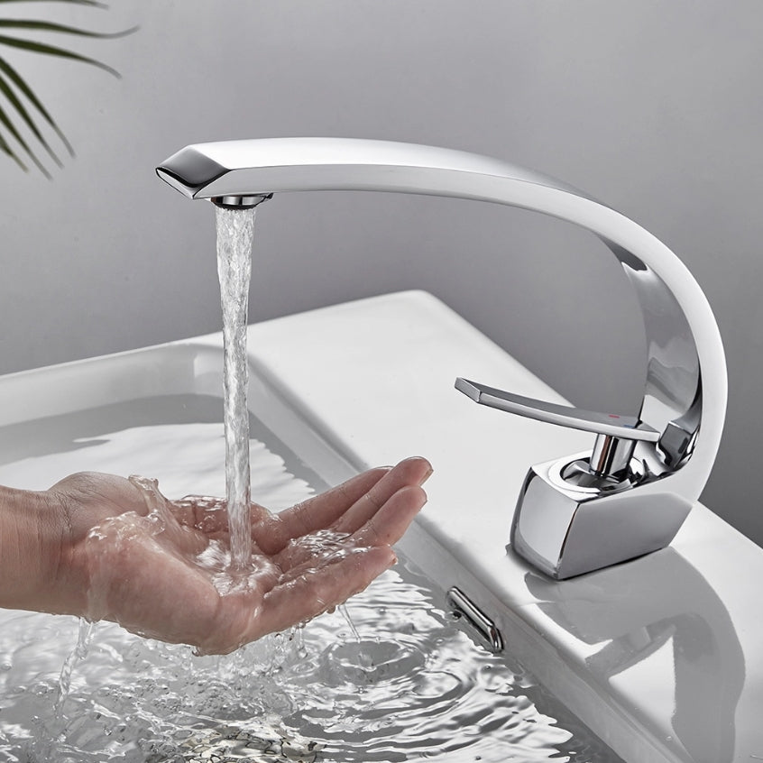 Robinet de lavabo cascade - Mitigeur en laiton chromé pour salle de bain