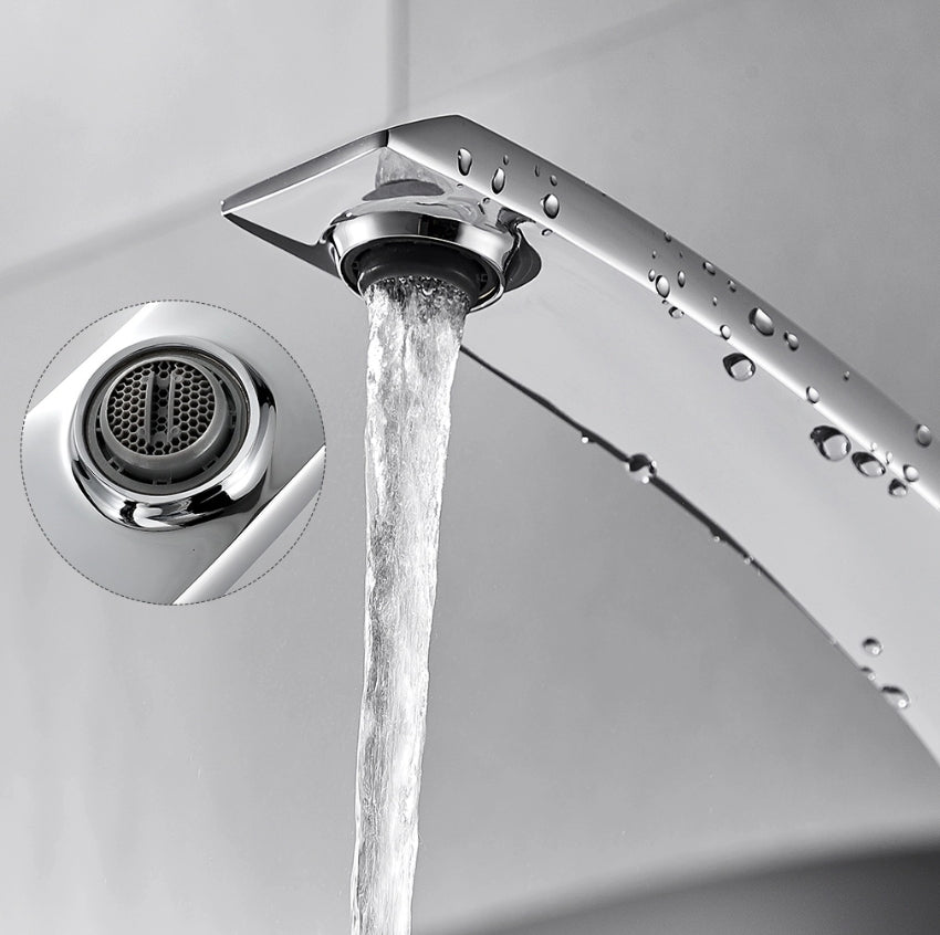 Robinet de lavabo cascade - Mitigeur en laiton chromé pour salle de bain