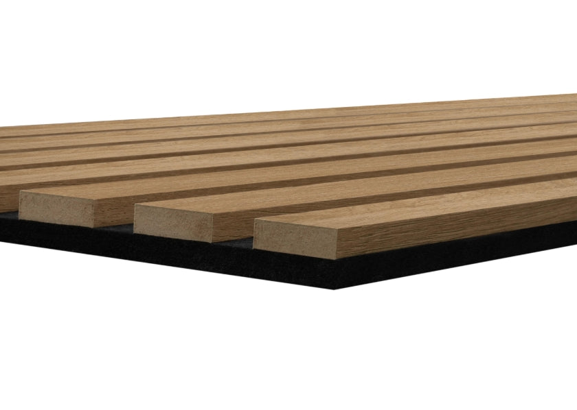 Panneau à tasseaux, finition chêne naturel avec fond noir - VARITENS - Dimensions : 260 x 30 cm