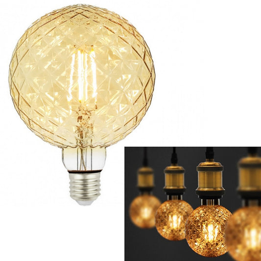 ampoule LED décorative 4W E27 2500K sortie 35W globe en verre à facettes lampe vintage tavernes pubs