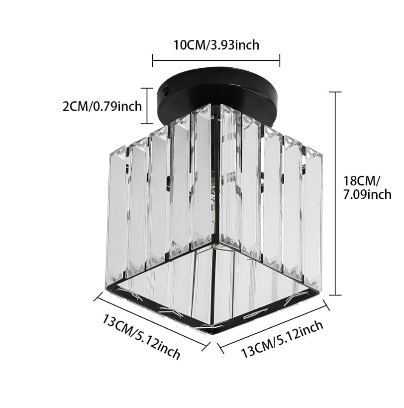 GOECO Lustre Mini Plafonnier en Cristal Moderne à LED, Idéal pour Couloir, Entrée, Restaurant, Bar, avec Douille E27 (Noir)