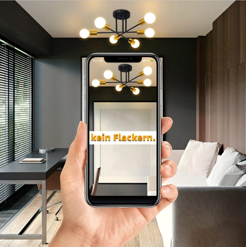 Plafonnier Industriel Vintage 6 Ampoules – Luminaire E27 Rétro pour Salon, Salle à Manger, Couloir, Restaurant, Hôtel, Café**